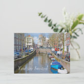 Kanaal Amsterdam met boten Kaart (Staand voorkant)