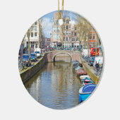 Kanaal Amsterdam met boten Keramisch Ornament (Links)
