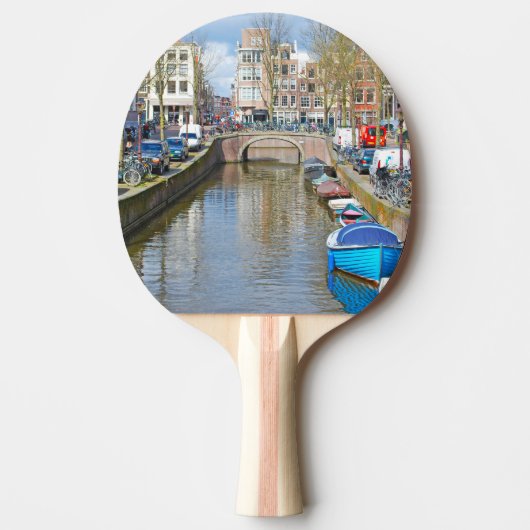 Kanaal Amsterdam met boten Tafeltennisbatje (Voorkant)