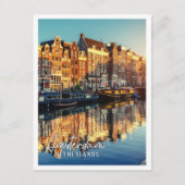 Kanaal bij zonsondergang Amsterdam Nederland Briefkaart (Voorkant)