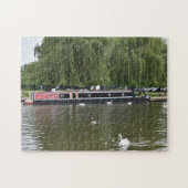 Kanaal Boat en Zwans op de Avon England UK Legpuzzel (Horizontaal)
