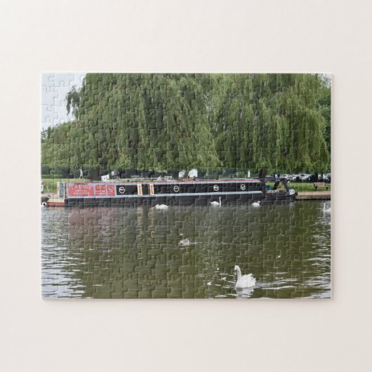 Kanaal Boat en Zwans op de Avon England UK Legpuzzel (Horizontaal)