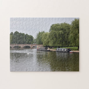 Kanaal Boats op de Avon Warwickshire UK Legpuzzel