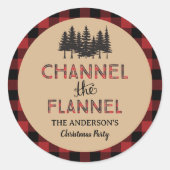 Kanaal De Flanel Christmas Party Favorieten Ronde Sticker (Voorkant)