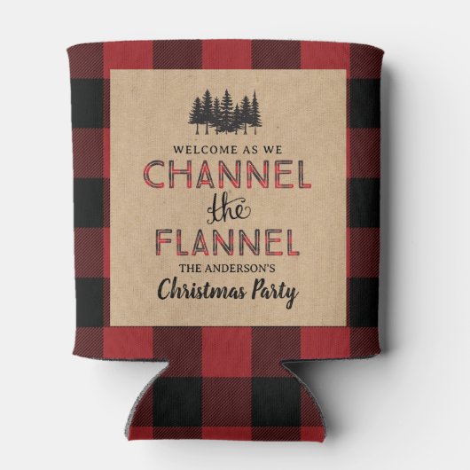 Kanaal De Flannel Kerstfeest Koelbox Blikjeskoeler (Achterkant)