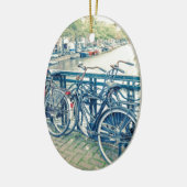 Kanaal en fietsen van Amsterdam Keramisch Ornament (Links)