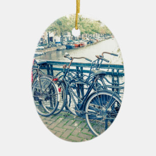Kanaal en fietsen van Amsterdam Keramisch Ornament