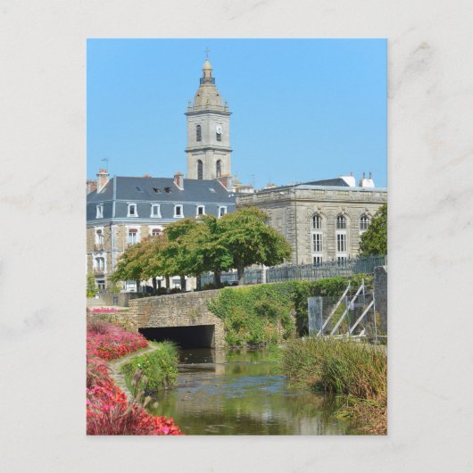 Kanaal en kerk in Vannes in Frankrijk Briefkaart (Voorkant)