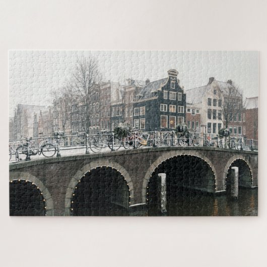 Kanaal in Amsterdam in de winter Legpuzzel (Horizontaal)