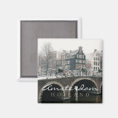 Kanaal in Amsterdam in de winter Magneet (Voorkant / Achterkant)