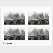 Kanaal in Amsterdam in de winter Rechthoekige Sticker (Vel)