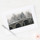 Kanaal in Amsterdam in de winter Rechthoekige Sticker (Envelop)