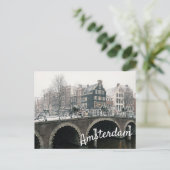 Kanaal in Amsterdam in het Briefkaart van de winte (Staand voorkant)