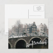 Kanaal in Amsterdam in het Briefkaart van de winte (Voorkant / Achterkant)