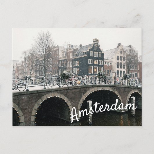 Kanaal in Amsterdam in het Briefkaart van de winte (Voorkant)