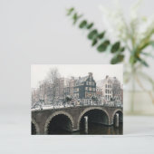 Kanaal in Amsterdam in het Briefkaart van de winte (Staand voorkant)