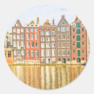 Kanaal in Amsterdam Ronde Sticker