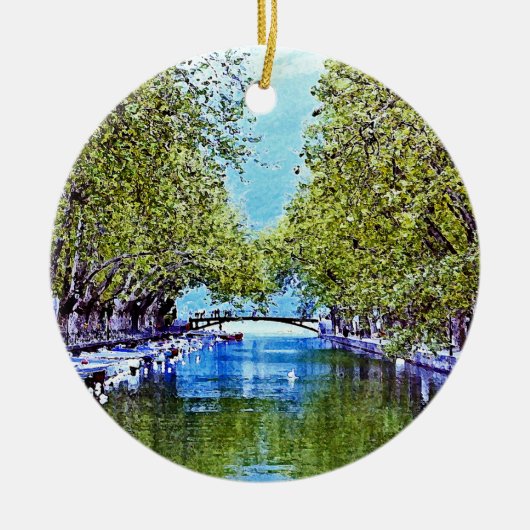 Kanaal in Annecy Frankrijk Keramisch Ornament (Voorkant)