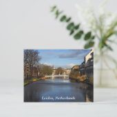 Kanaal in Leiden, Nederland, Briefkaart (Staand voorkant)