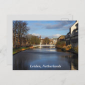 Kanaal in Leiden, Nederland, Briefkaart (Voorkant / Achterkant)