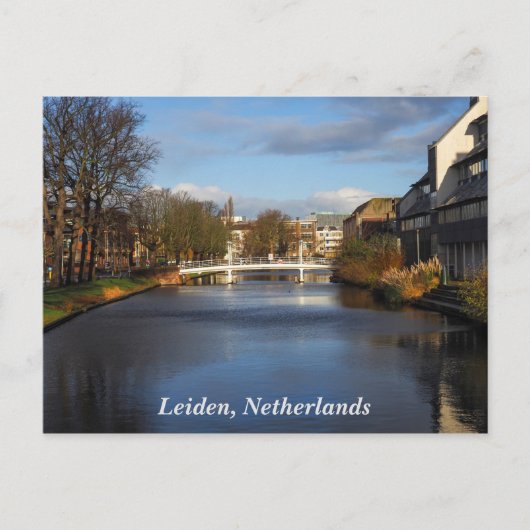 Kanaal in Leiden, Nederland, Briefkaart (Voorkant)
