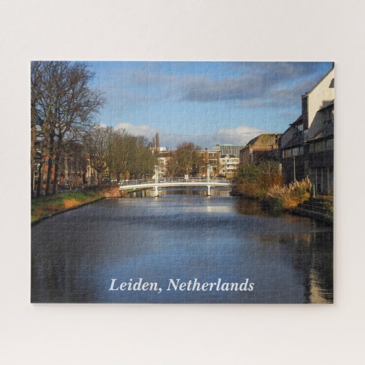 Kanaal in Leiden, Nederland, Jigzaag Puzzle Legpuzzel (Horizontaal)
