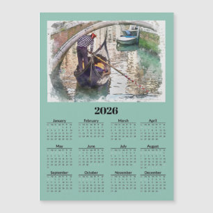 Kanaal in Venetië Italië 2026 Kalender Magnetische