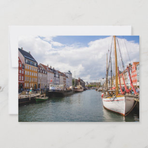 Kanaal met boten   Kopenhagen Bedankkaart