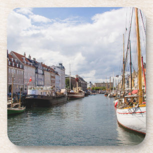 Kanaal met boten   Kopenhagen Bier Onderzetter