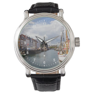 Kanaal met boten Kopenhagen Horloge