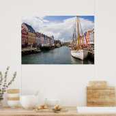 Kanaal met boten | Kopenhagen Poster (Keuken)