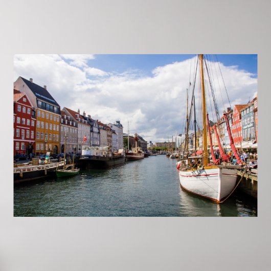Kanaal met boten | Kopenhagen Poster (Voorkant)