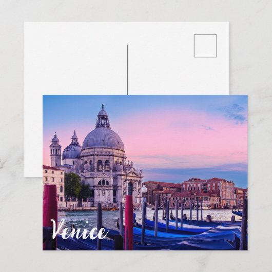 Kanaal met gondels en kerk in Venetië Briefkaart (Voorkant / Achterkant)