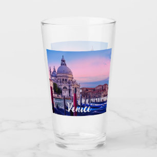 Kanaal met gondels en kerk in Venetië Glas