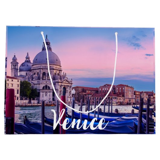 Kanaal met gondels en kerk in Venetië Groot Cadeauzakje (Achterkant)