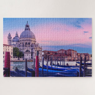 Kanaal met gondels en kerk in Venetië Legpuzzel