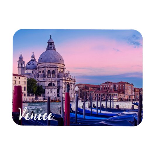 Kanaal met gondels en kerk in Venetië Magneet (Horizontaal)