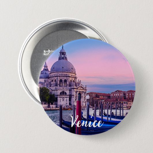 Kanaal met gondels en kerk in Venetië Ronde Button 7,6 Cm (Voorkant /achterkant)