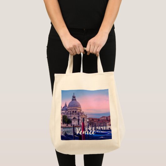 Kanaal met gondels en kerk in Venetië Tote Bag (Voorkant (product))