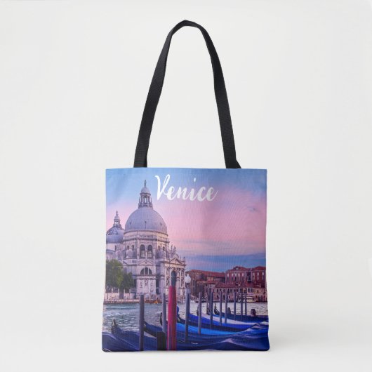 Kanaal met gondels en kerk in Venetië Tote Bag (Voorkant)
