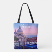 Kanaal met gondels en kerk in Venetië Tote Bag (Achterkant)
