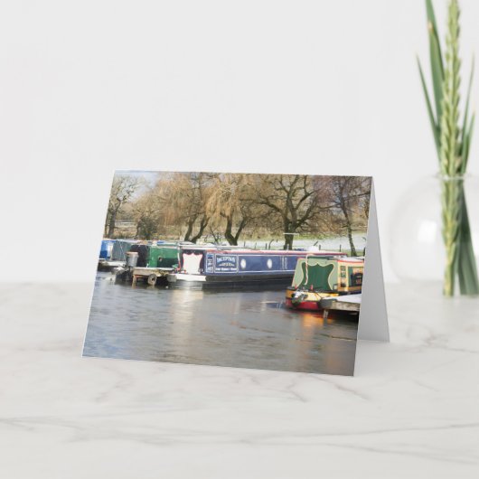 Kanaal met Narrow Boats Frozen Bedankkaart (Voorkant)