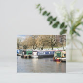 Kanaal met Narrow Boats Frozen Briefkaart (Staand voorkant)