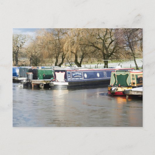 Kanaal met Narrow Boats Frozen Briefkaart (Voorkant)