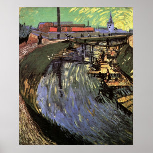 Kanaal met Vrouwen die door Vincent van Gogh Poster