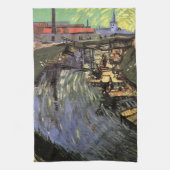 Kanaal met Vrouwen Wassen door Vincent van Gogh Theedoek (Verticaal)