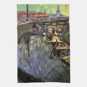 Kanaal met Vrouwen Wassen door Vincent van Gogh Theedoek