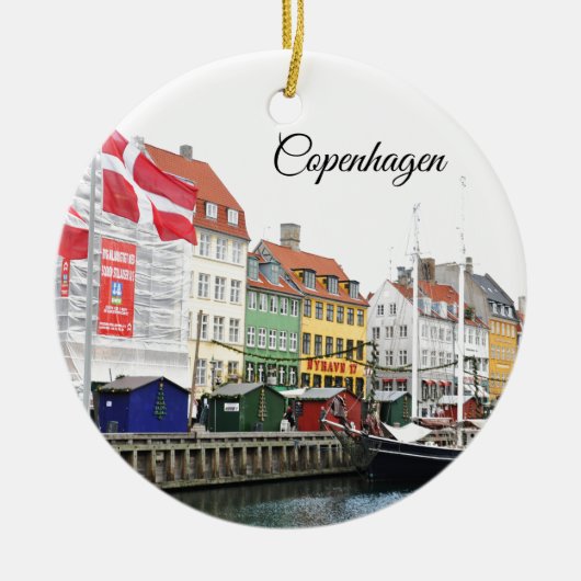 Kanaal Nyhavn in Kopenhagen, Denemarken Keramisch Ornament (Voorkant)
