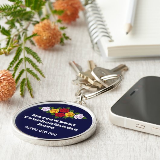 Kanaal rozen gepersonaliseerde keyring sleutelhanger (Zijkant)