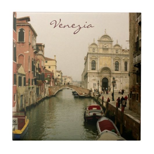 Kanaal van Venice Trivet Tile Tegeltje (Voorkant)